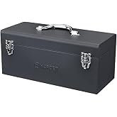 Edward Tools Metal ToolBox - Heavy Duty Portable Tool Box with Organizer Tray and Handle - Solid Metal Locking Latches - Scratch Resistant Finish (19")