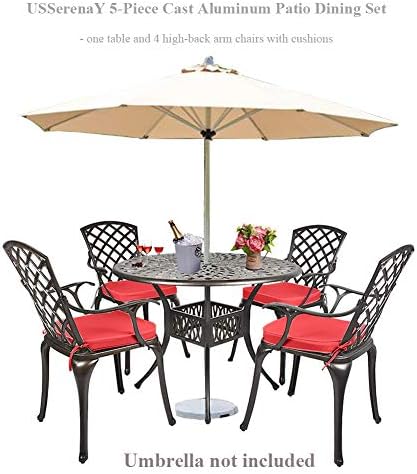 Umbrella Hole 2 Chairs 1 Table Set Flower Pattern Antique Bronze Finish Usserenay 3 Piece Cast Aluminum Bistro Set Outdoor Bistro Table Set Patio Furniture Sets With 2 Arm Chairs Patio