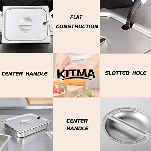 image for Kitma 1/2 Size Stainless Steel Slotted Steam Table Pan Cover, Half Siz