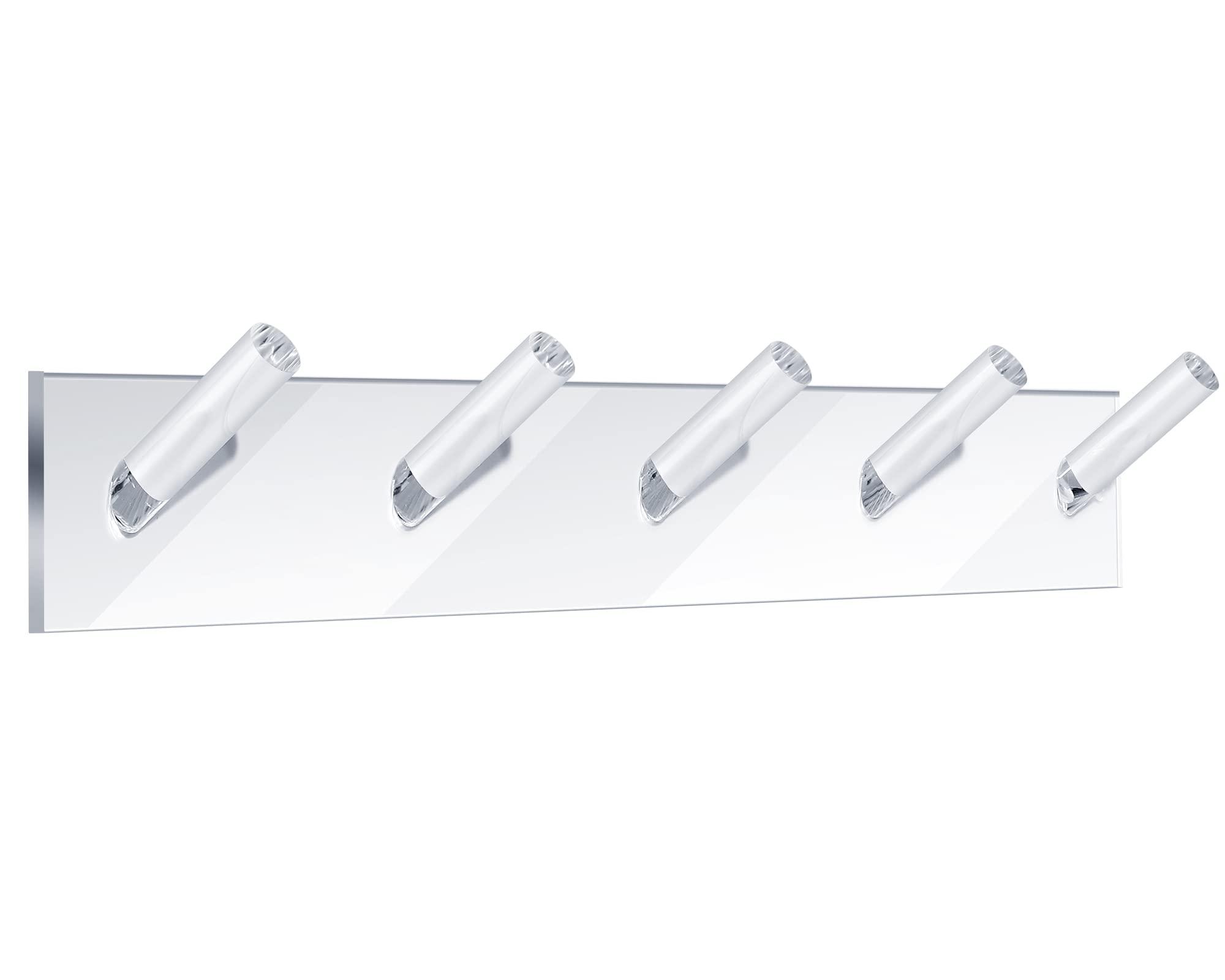 Photo 1 of 1 Pcs Acrylic Wall Mounted Necklaces Organizer with 6 Hooks Clear Adhesive Jewelry Wall Mount Hanging Hooks for Necklaces Bracelets Rings Chains