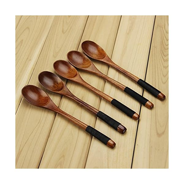 AOOSY-5-Pieces-Wooden-Spoon-Set-Long-Handle-Janpanese-Style-Nanmu-Wood-Rice-Soup-Table-Mixing-Cooking-Spoons-for-Kitchen-Dinner-Lunch-Tableware-Setwith-Black-Rope AOOSY 5 Pieces Wooden Spoon Set Long Handle Janpanese Style Nanmu Wood Rice Soup Table Mixing Cooking Spoons for Kitchen…