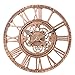 Lily's Home Hanging Wall Clock, Steampunk Gear and Cog Design with a Bronze Finish, Ideal for Indoor or Outdoor Use, Poly-Resin (12 Inches Diameter)