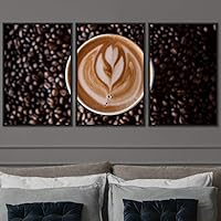 3 Piece Framed Canvas Wall Art Coffee Canvas Prints Home Artwork Decoration for Living Room,Bedroom - 16