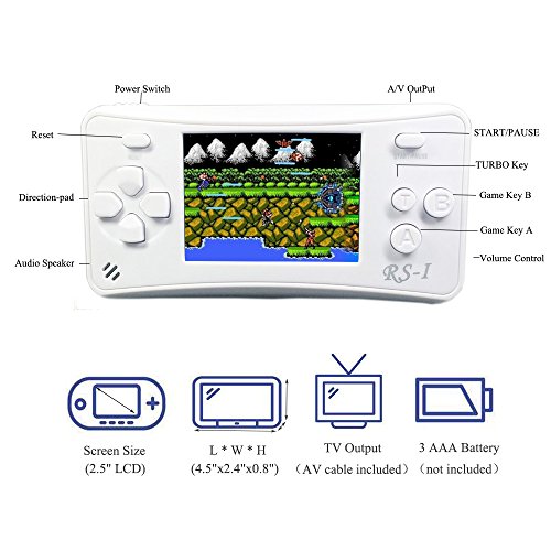 JJFUN RS-1 Handheld Game Console for Children,Classic Retro Game Player with 2.5" 8-Bit LCD Portable Video Games,The 80's Arcade Video Gaming System,Built-in 152 Old School Games Entertainment-WHITE