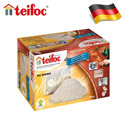 Teifoc 990901 - Fertigmörtel 250 g, wasserlöslicher Mörtel zum Basteln, Bauen für Mädchen und Jungen mit Zement, Montessori Spielzeug, DIY Modellbau für Kinder – Bild 4