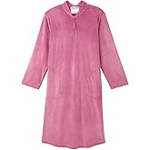 Women’s Open Back Adaptive Plush Nightgown With Zip Front