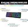 KLIM-Chroma-Wireless-Keyboard-UK-Layout-Slim-Durable-Ergonomic-Quiet-Waterproof-Silent-Keys-Backlit-Wireless-Gaming-Keyboard-For-Laptop-PC-Gamer-PS4-Mac-NEW-2021-VERSION-Black KLIM Chroma Wireless Keyboard UK Layout + New version 2023 + Slim, Durable, Ergonomic, Quiet, Waterproof, Silent Keys…