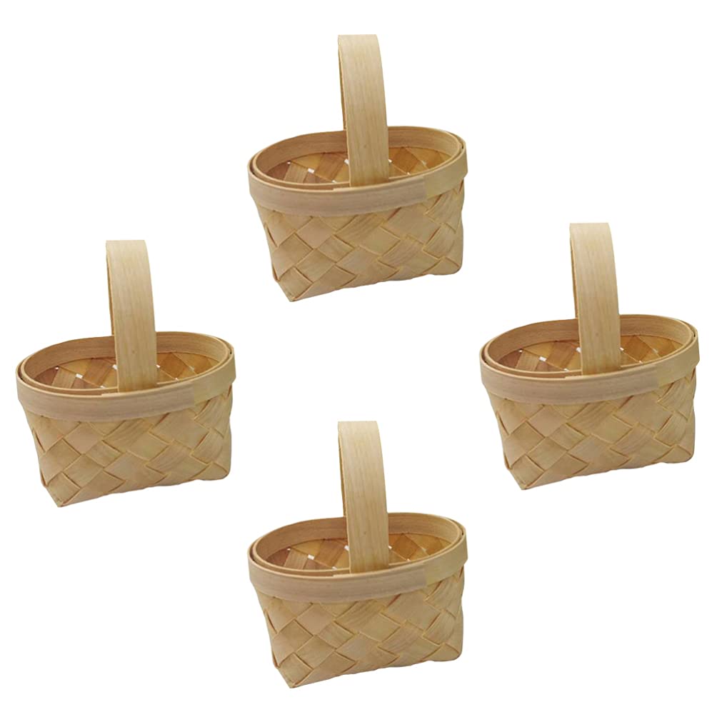 Buy Hemoton 4pcs Miniature Wood Baskets Mini Hamper Baskets Mini Woven