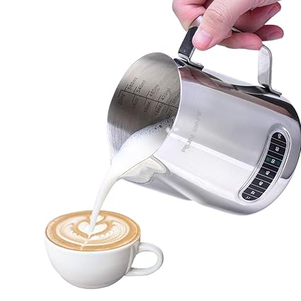 Milch Krug, Run Ant Edelstahl Milchschaum Krug mit Thermometer für Kaffee, Cappuccino, Espresso, Latte Art (600ml/20oz)