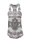 Tough Cookie's Women's 3 Hamsa Yoga Sublimation Burnout Tank Top (Large, White)
