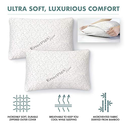 EnerPlex CertiPUR-US Certified Never-Flat 2-Pack Luxury King Size Pillow Adjustable Shredded Memory Foam High End Quality Machine Washable Removable Bamboo Cover King Size Lifetime Promise EnerPlex CertiPUR-US Certified Never-Flat 2-Pack Luxury King Size Pillow Adjustable Shredded Memory Foam High End Quality Machine Washable Removable Bamboo Cover King Size Lifetime Promise