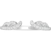 Blongme 925 Sterling Silver Eternity Ring Vintage Open Curved Wedding Bands for Women Cubic Zirconia Ring Enhancers Wrap Size 5-10