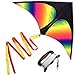 Huge Rainbow Delta Kites for Kids and Adults-60 Wide with 9.5' Long Tail- Easy Flyer - Kit Line and Swivel Included- Good for Outdoor Games and Summer The Beach Toys for Kids (1pack)