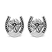 925 Sterling Silver 11 mm Lucky Horse shoe with Four Leaf Clover Post Stud Earrings