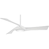 Minka-Aire F714L-WHF Curl 60" Smart Ceiling Fan with LED Light and DC Motor in Flat White Finish Compatible with Alexa, Nest,
