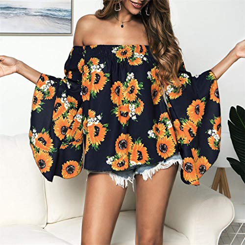 3 Sanyyanlsy+Off+Shoulder+Sunflower+Printed+Bandwidth