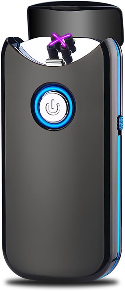 OIIKURY Tesla Plasma Lighter USB Rechargeable Windproof Electric Lighter Dual arc(Black ice)