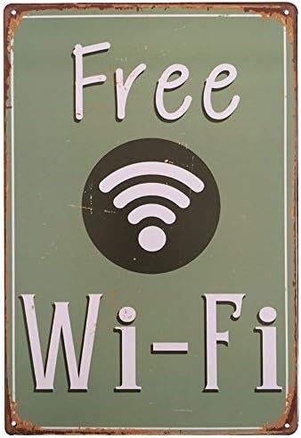 IPEKOO Free Wifi Metal Sign Tin Sign Pub Poster Metal Distressed Retro Vintage Wall Metal Tin Sign