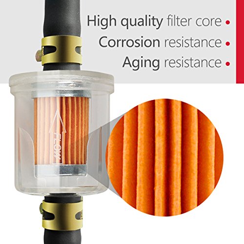 Atima Small Engie Fuel Filter, 40-Micron Fuel Filter with barbs fits for 1/4” inch 5/16” Inch Fuel lines Replacement for Briggs&Stratton 691035 Kawasaki 49019-0027