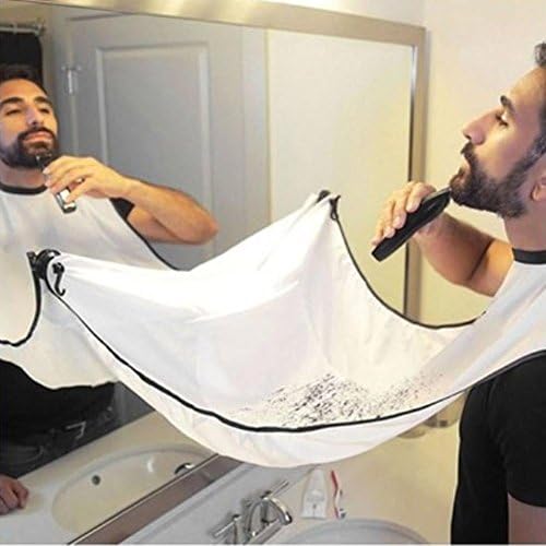 huyipin Beard Shave Apron Beard Trimmings Catcher Bathroom Grooming Shaving Scarf with Suction Cups Bib Trimmer Haircut Beard Shaving Apron Clean Tool for Home Salon (White)