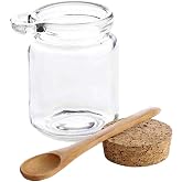 ericotry 8oz 250ML Reusable Thick Clear Glass Storage Jar with Cork Stopper and Wooden Spoon For Keeps Food Dry Fresh for Home Kitchen Bathroom Cosmetics Gifts Travel