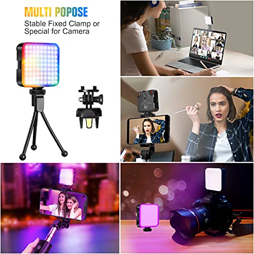 Vanpaga RGB LED Video Lights Atmosphere lamp, Magnetic LED Camera Lights 360° Full Color Portable Photography Light 3 Cold Shoe, Rechargeable 2500mAh 2500-9000K Dimmable Fill Light Panel Lamp CRI 95+