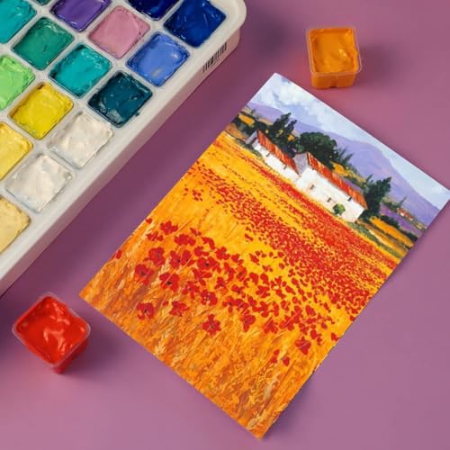 AOOK HIMI Gouache Paint Set Jelly Cup 56 Vibrant Colors Non Toxic Paints with Portable Case Palette for Artist Canvas Painting Watercolor Papers, Rich Pigment, (56 coler white)