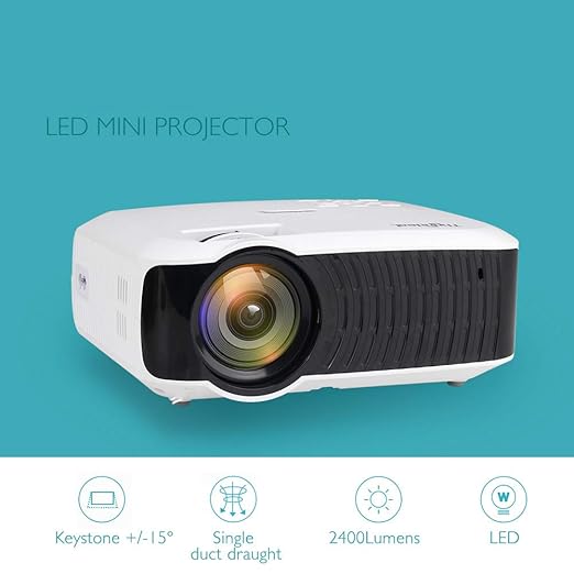 Proyector: Mini, 2400 lúmenes Compatible con Video 1080P HD T4 ...