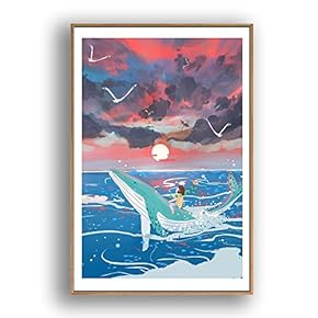 Framed Canvas Wall Art for Living Room, Bedroom Whale Canvas Prints for Modern Home Decoration Ready to Hang - 16"x24" inches