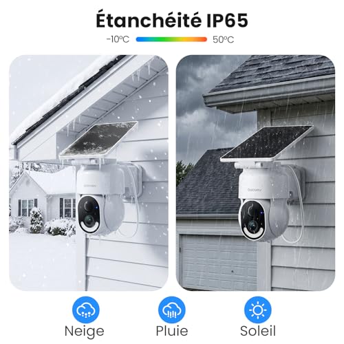 GALAYOU 2K Camera Surveillance WiFi Exterieure sans Fil - Camera Exterieur sans Fil Solaire, 2.4GHz, 360° PTZ Suivi, PIR + Alarme Sonore/Lumière, Audio Bidirectionnel, Vision Nocturne Couleur, IP65