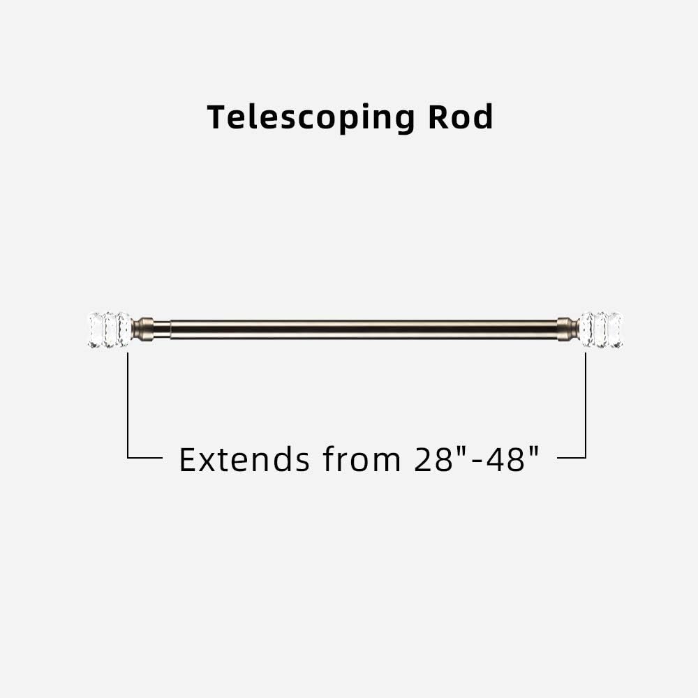Ycolnaefllr 1-Inch Diameter Adjustable Double Curtain Rod in Antique Bronze with Crystal Finial 28-48 Inches with Metal Curtain Holdbacks Double Curtain Rod: Home Improvement