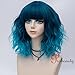 Probeauty Lolita 40CM Short Curly Fashion Women Mixed Brown Anime Cosplay Wig + Wig Cap (Teal Blue F2B)