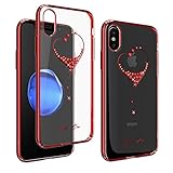 iPhone X Case,Clear iPhone 10 Case,Crystals from SWAROVSKI Element,Diamond Slim Transparent Hard PC Cover for Apple  5.8 