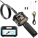 HOMIEE Borescope Inspection Camera with 2.3 Inch Color LCD Screen, 3.2 Ft IP67 Waterproof Tube, Semi-Rigid Snake Camera Kit with 4 LED Lights and 8 Brightness Level, Portable Toolbox Included