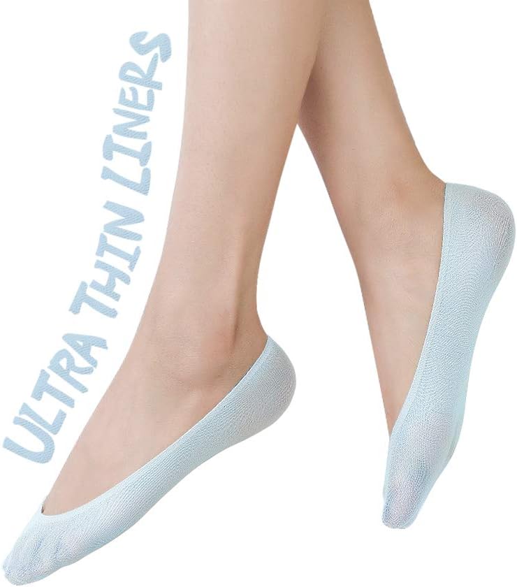 6 Pairs Ultra Thin No Show Socks Women Nylon Low Cut Non Slip Liners
