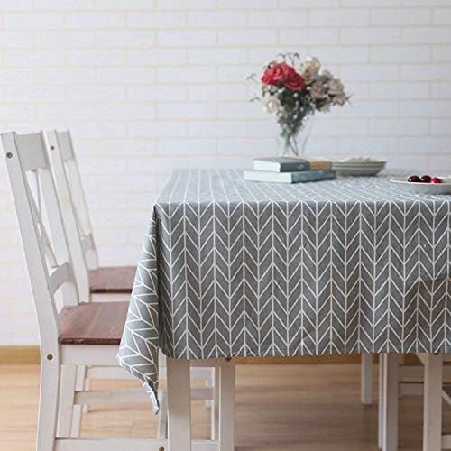 Grey Tablecloth Square Cotton Linen Blend Cloth Art Printed Vintage Country Rustic Farmhouse Dining Room Dorm Living Restaurant Home Decor, Arrow 55" x 55"
