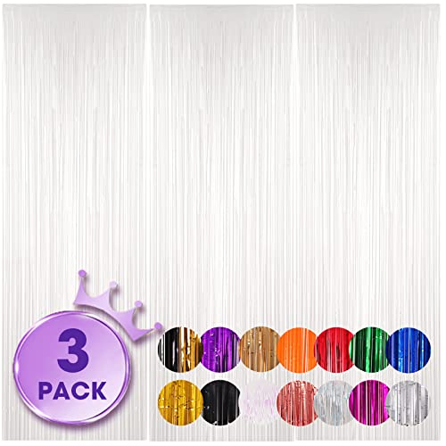 Pastel White Foil Fringe Backdrop Curtain Party Decoration