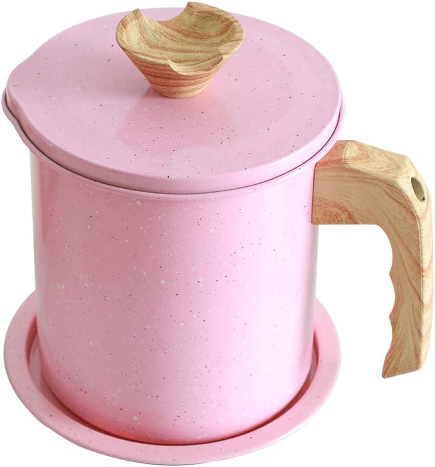 Bacon Grease Keeper Storage Container-1.4L 304 Stainless Steel Bacon Grease Saver and Storage Container Red