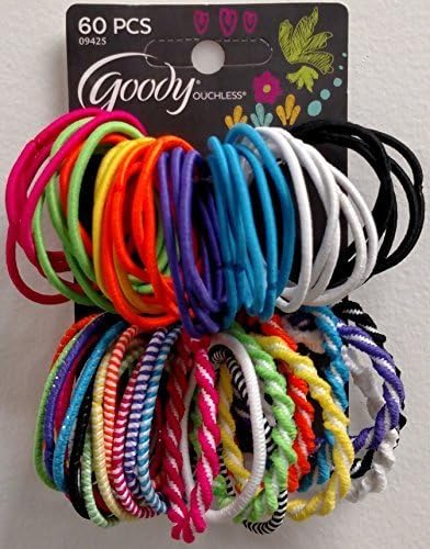 Goody Girls Assorted Elastics, No Metal Ouchless, Color May Vary - Dark Colors- 60 Count - 2 Packs
