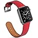 MARGE PLUS Compatible Apple Watch Band 38mm 40mm, Genuine Leather Watch Strap Replacement Band with Stainless Metal Buckle Compatible Apple Watch Series 4 Series 3, 2, 1 Sport and Edition, Red