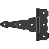 National Hardware Ornamental T-Hinge, 4", Hot-Rolled Steel, Black | Decorative Profile for Wood, Metal and Vinyl Gates, Sheds and Cabinets; WeatherGuard Finish Resists Rust