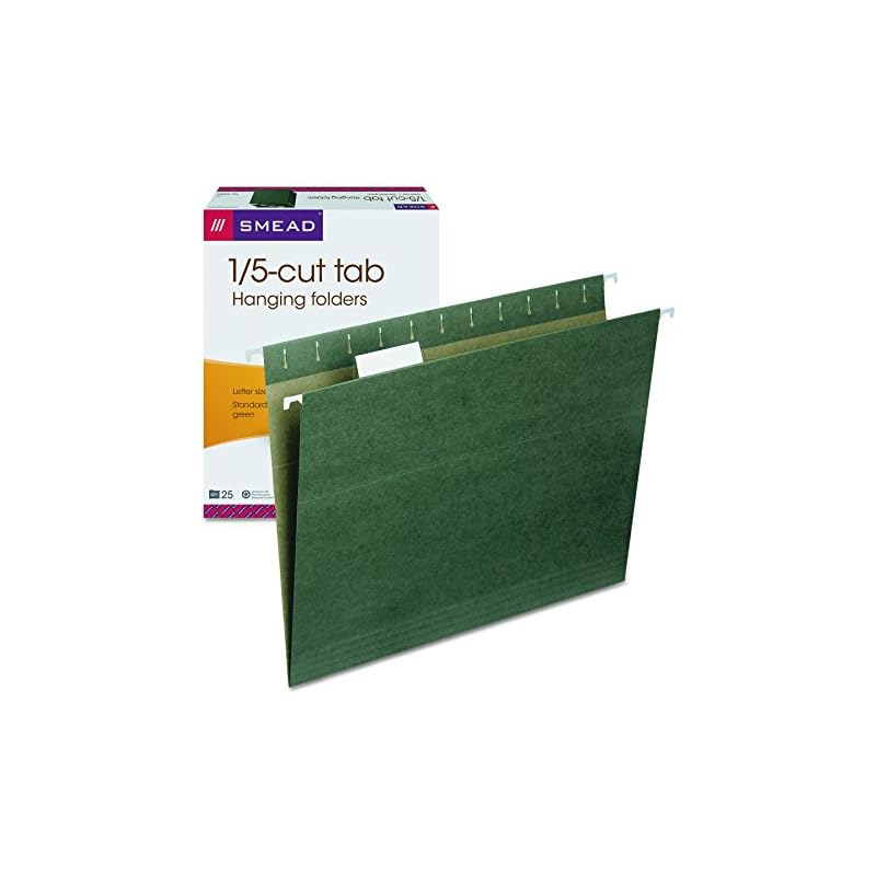 Smead FasTab Hanging File Folder, 1/3Cut BuiltIn Tab, Letter Size