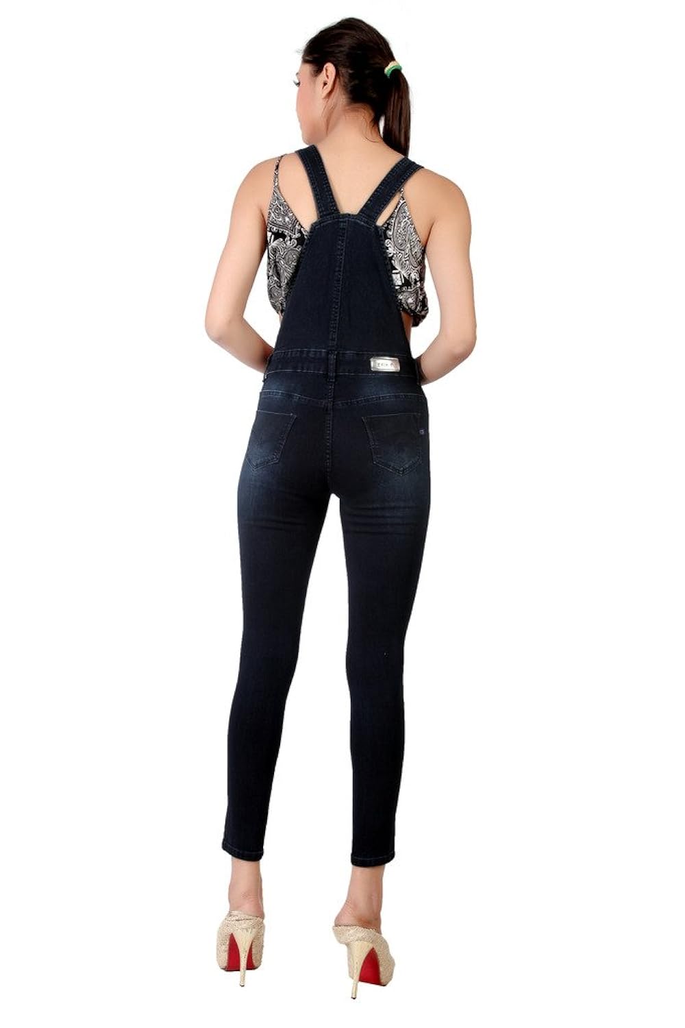 fck-3 women's ankle length stretchable denim dungaree