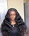 Helene Glueless Lace Front Wigs Long Natural Water Wave Swiss Natural Black Synthetic Lace Front Wig Natural Hairline Heat Resistant Fiber Lace Wigs For Women (24Inch Black Color)
