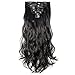Clip in Full Head Hair Extensions 8 pieces/set Synthetic Fibre Natural Long Thick Hair Pieces Hairpiece Standard Weft Hair Extension for Women Lady Girls - 24 inch Curly dark black