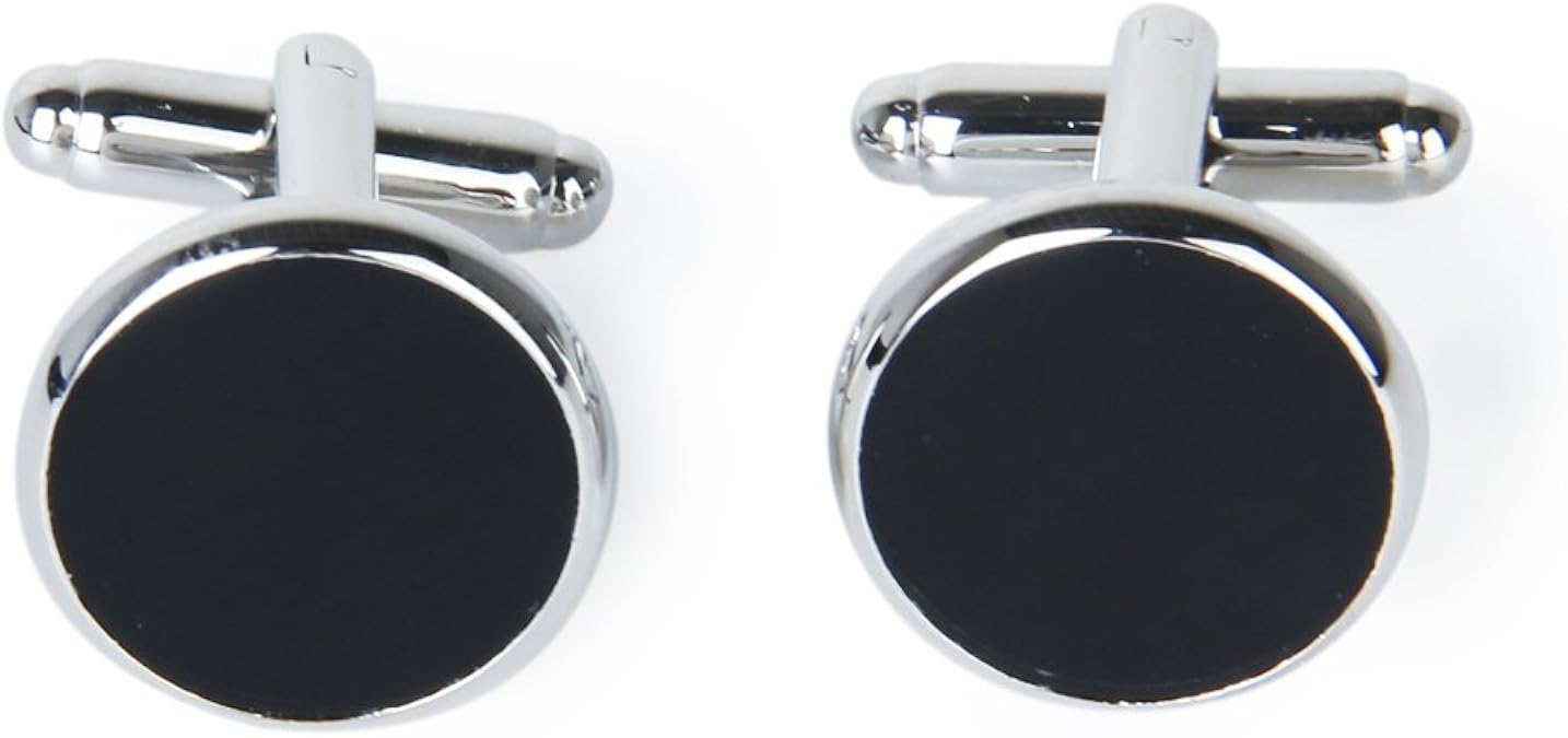 Men's Round Cufflinks Cuff Links Set ShirtSilver and Black Amazon