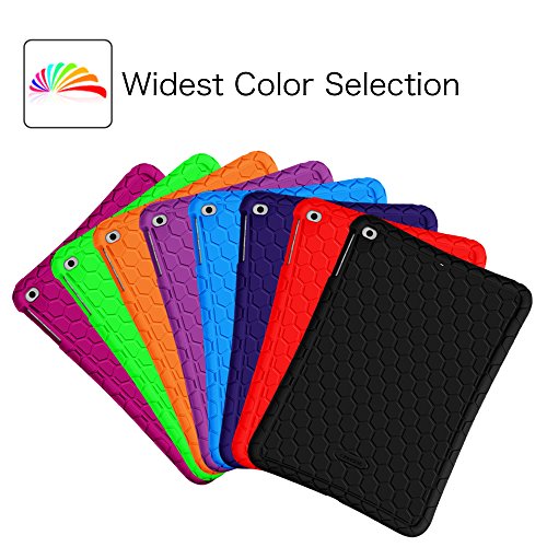 Fintie New iPad 2017 9.7 Inch / iPad Air 2 / iPad Air Case - [Honey Comb Series] Light Weight Anti Slip Kids Friendly Shock Proof Silicone Protective Cover for Apple iPad 2017, iPad Air 1 2, Black