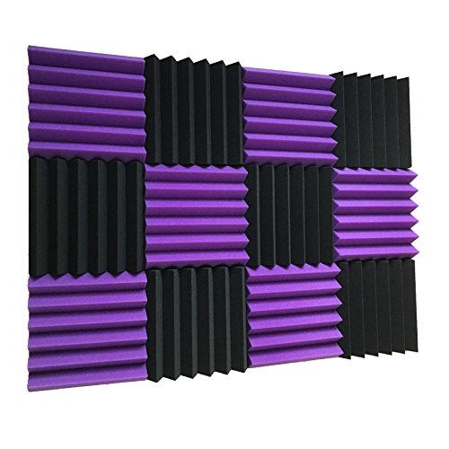 Xinglong 12 Pack Wedge Purple lack Acoustic Soundproofing Studio Foam Tiles 2"x12"x12"