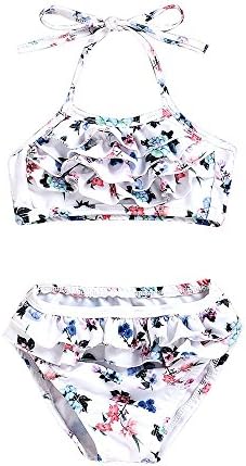 Fartido Infrant Baby Girl Ruffles Layered Flower Print Bikini Briefs Outfits