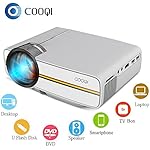 COOQI Projector, Mini LED Portable Pocket Projector Support 1080P with Audio, AV, HDMI, SD Card Slot, USB, VGA for Home Theater Video Projector White